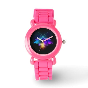 Neon Firefly op zwart Horloge