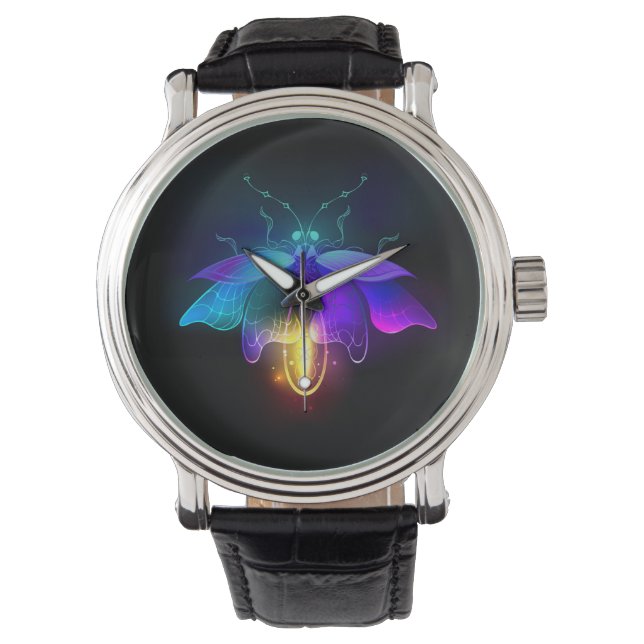 Neon Firefly op zwart Horloge (Voorkant)