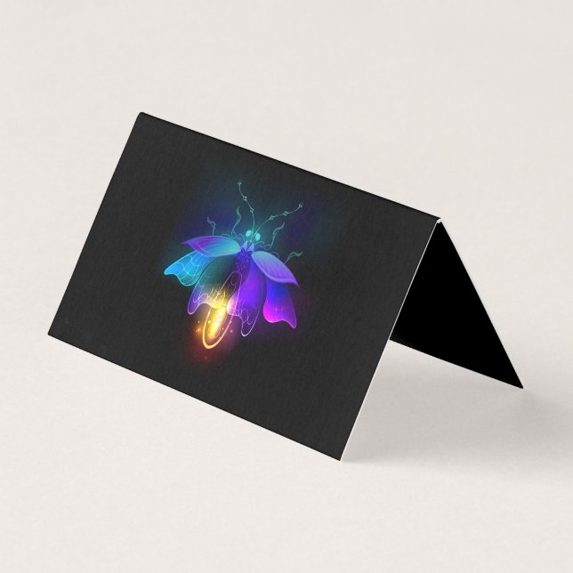 Neon Firefly op zwart Kaart (Voorkant)