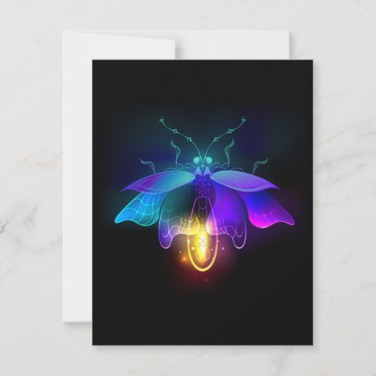 Neon Firefly op zwart Kaart (Voorkant)
