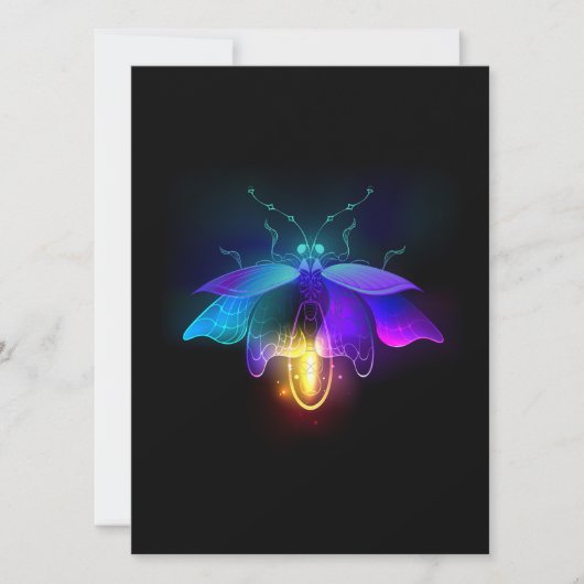 Neon Firefly op zwart Kaart (Voorkant)