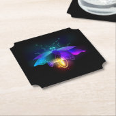 Neon Firefly op zwart Kartonnen Onderzetters (Gekanteld)