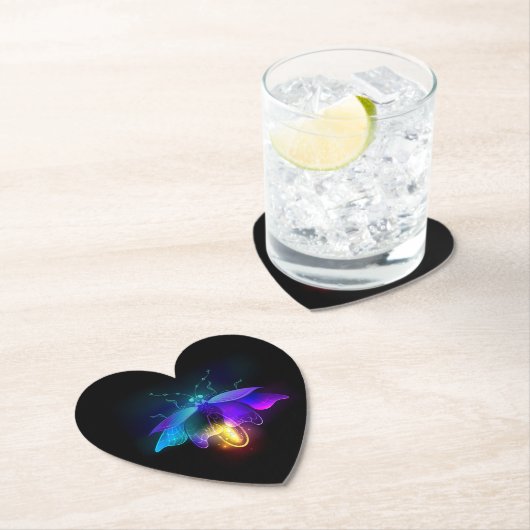 Neon Firefly op zwart Kartonnen Onderzetters (Insitu)
