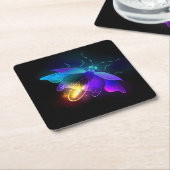 Neon Firefly op zwart Kartonnen Onderzetters (Schuin)
