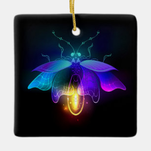 Neon Firefly op zwart Keramisch Ornament
