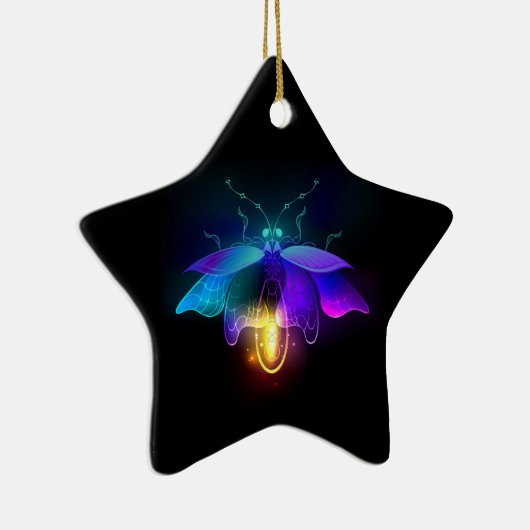 Neon Firefly op zwart Keramisch Ornament (Rechts)