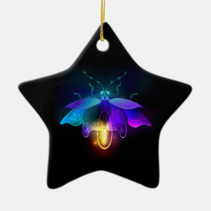 Neon Firefly op zwart Keramisch Ornament