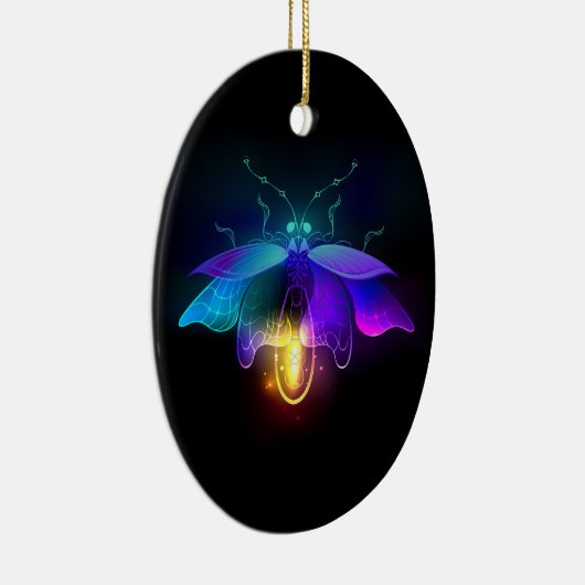 Neon Firefly op zwart Keramisch Ornament (Rechts)