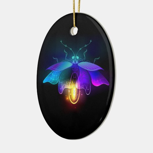 Neon Firefly op zwart Keramisch Ornament (Links)