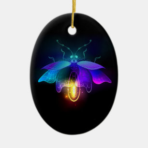 Neon Firefly op zwart Keramisch Ornament
