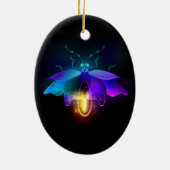 Neon Firefly op zwart Keramisch Ornament (Achterkant)