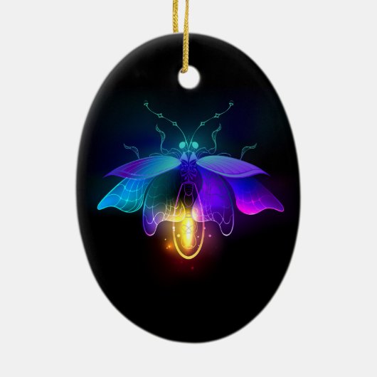Neon Firefly op zwart Keramisch Ornament (Achterkant)