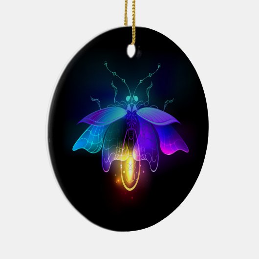Neon Firefly op zwart Keramisch Ornament (Rechts)