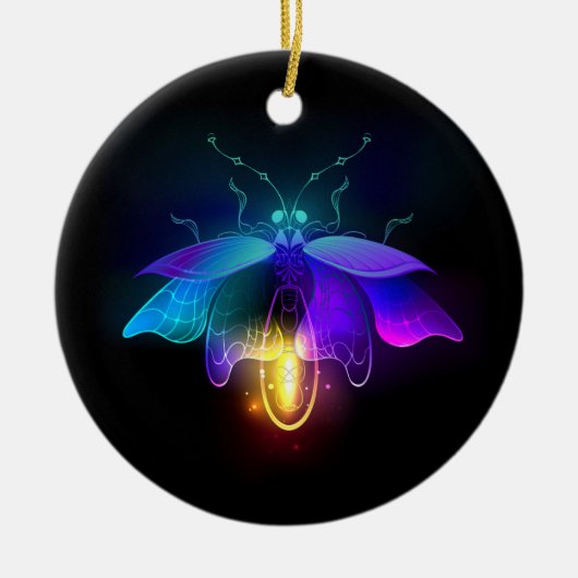 Neon Firefly op zwart Keramisch Ornament (Voorkant)