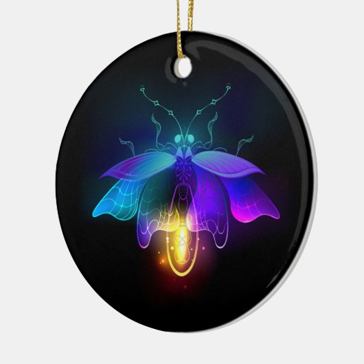 Neon Firefly op zwart Keramisch Ornament (Links)