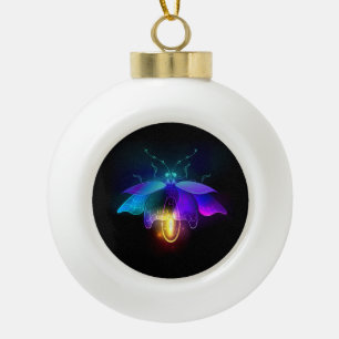 Neon Firefly op zwart Keramische Bal Ornament