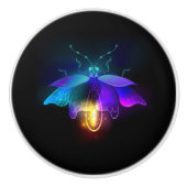 Neon Firefly op zwart Keramische Knop (Voorkant)