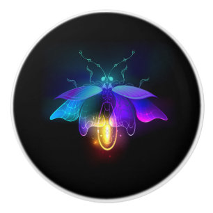 Neon Firefly op zwart Keramische Knop