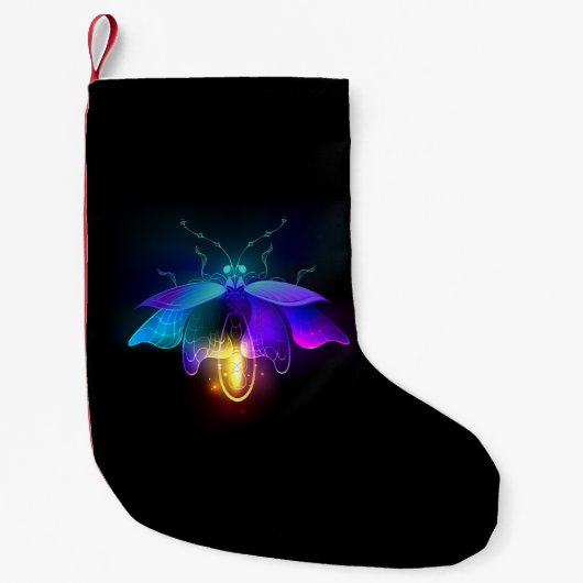 Neon Firefly op zwart Kleine Kerstsok (Voorkant)