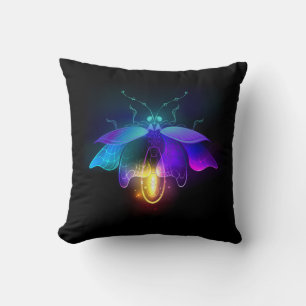 Neon Firefly op zwart Kussen