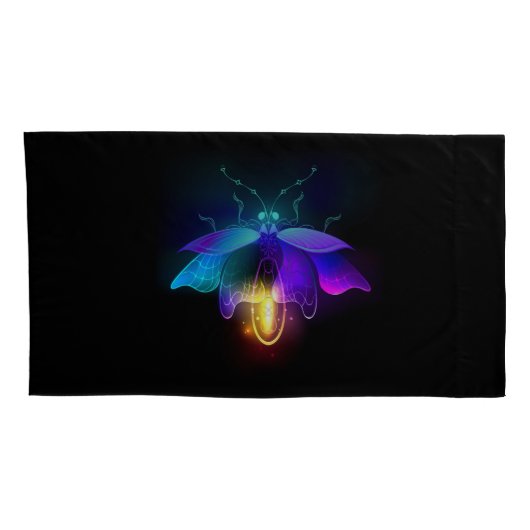 Neon Firefly op zwart Kussensloop (Achterkant-Rechts)