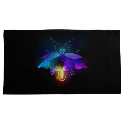 Neon Firefly op zwart Kussensloop (Voorkant-Rechts)