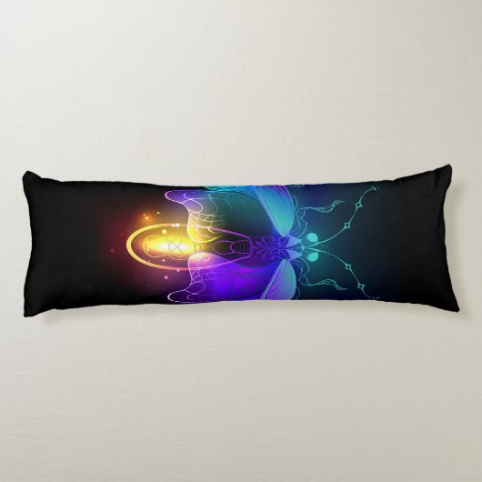 Neon Firefly op zwart Lichaamskussen (Achterkant)