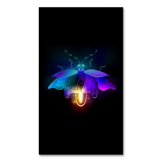 Neon Firefly op zwart Magnetisch Visitekaartje (Voorkant Verticaal)