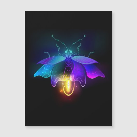 Neon Firefly op zwart Magnetische Uitnodiging (Voorkant)