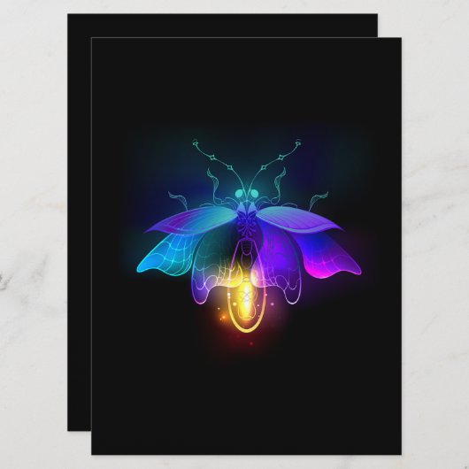 Neon Firefly op zwart Menu (Voorkant / Achterkant)