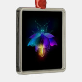 Neon Firefly op zwart Metalen Ornament (Rechts)
