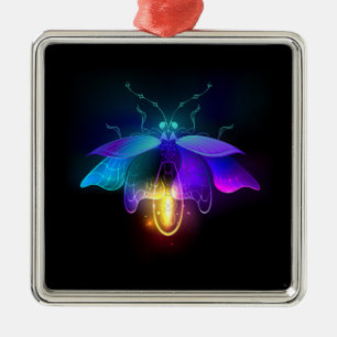 Neon Firefly op zwart Metalen Ornament
