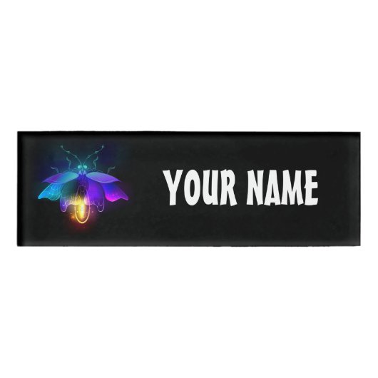 Neon Firefly op zwart Naambadge (Voorkant)