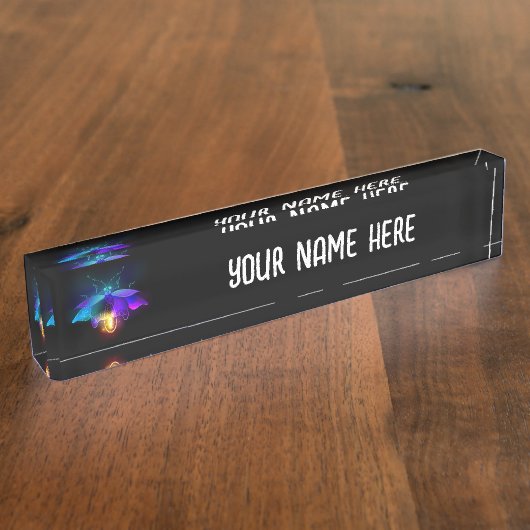 Neon Firefly op zwart Naambordje (Zijkant)