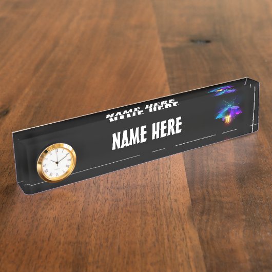 Neon Firefly op zwart Naambordje (Zijkant)