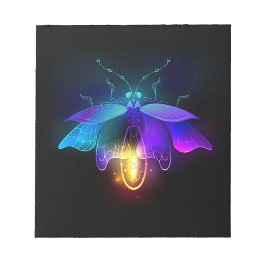 Neon Firefly op zwart Notitieblok (Voorkant)