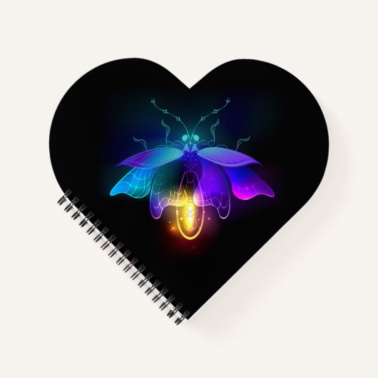 Neon Firefly op zwart Notitieboek (Voorkant)