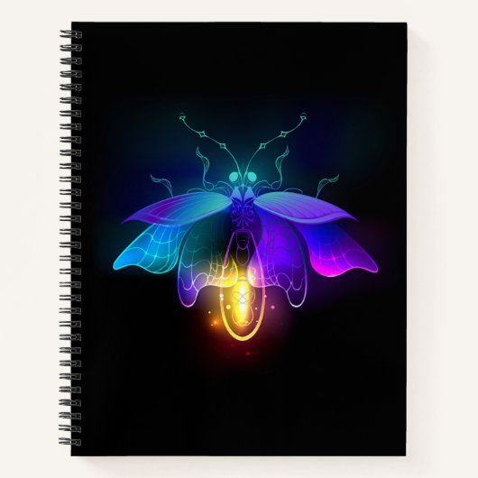 Neon Firefly op zwart Notitieboek (Voorkant)