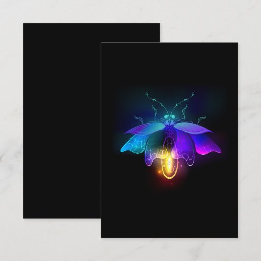 Neon Firefly op zwart Notitiekaartje (Voorkant / Achterkant)