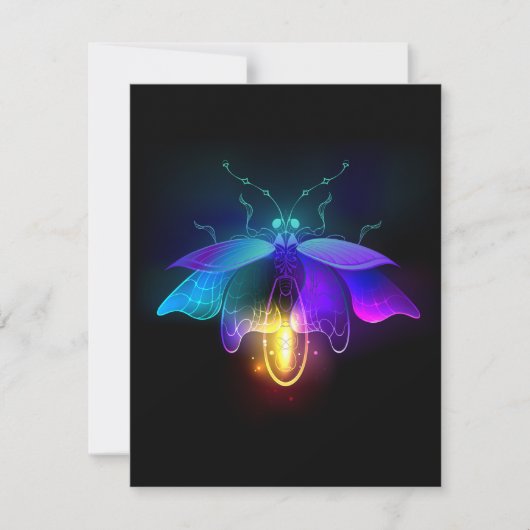 Neon Firefly op zwart Notitiekaartje (Voorkant)