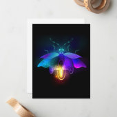 Neon Firefly op zwart Notitiekaartje (Voorkant / Achterkant in situ)