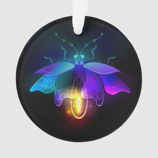 Neon Firefly op zwart Ornament (voorkant)
