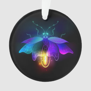 Neon Firefly op zwart Ornament