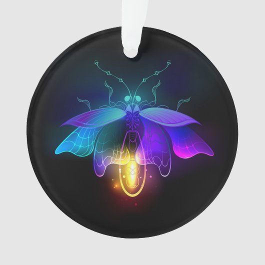 Neon Firefly op zwart Ornament (voorkant)