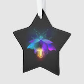 Neon Firefly op zwart Ornament (voorkant)
