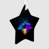 Neon Firefly op zwart Ornament (voorkant)