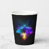 Neon Firefly op zwart Papieren Bekers (Achterkant)