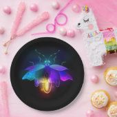 Neon Firefly op zwart Papieren Bordje (Feest)