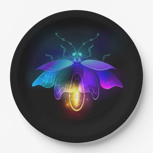 Neon Firefly op zwart Papieren Bordje (Voorkant)