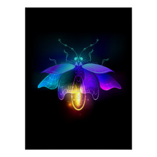 Neon Firefly op zwart Perfect Poster